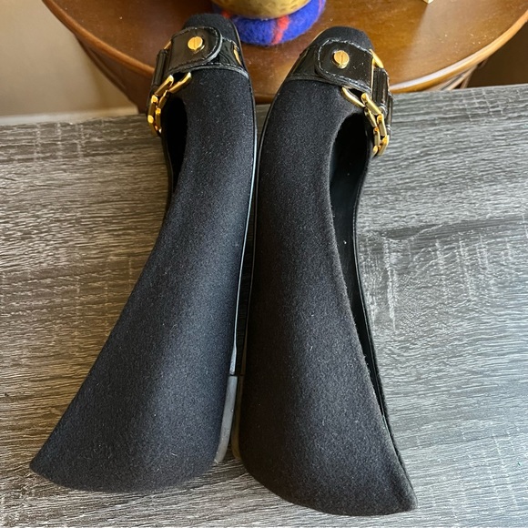 NEW! Tory Burch Martha Chain Link Black Flannel Ballet Flats 7M $298 - Picture 7 of 9